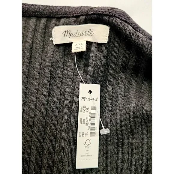 NWT Madewell Ribbed Square-Neck True Black Long-Sleeve Tee Size XXL - Picture 6 of 7